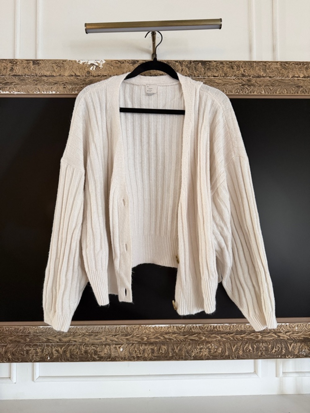 a new day Cream Ribbed Open-Front Cardigan